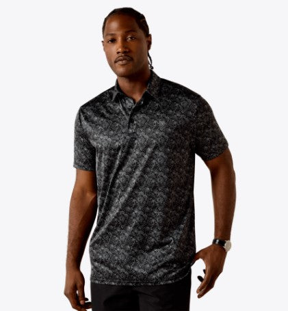 Ariat Men's All Over Print White Multi Geo Print Polo