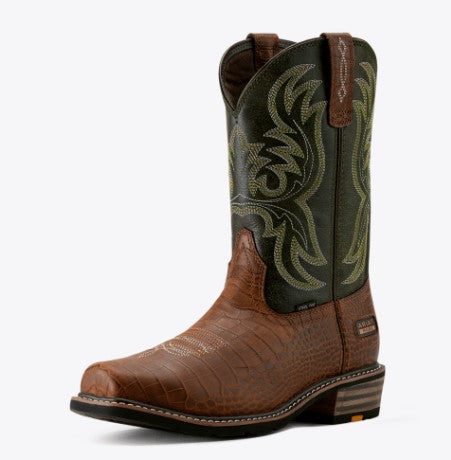 Ariat Men's Ironside Square Toe Steel Toe Brown Croco Print Work Boot