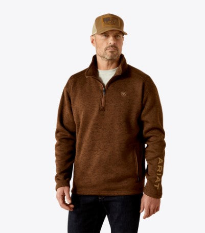 Ariat Men's Caldwell Logo 1/4 Zip Carafe Sweater