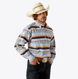 Ariat Men's Deacon Classic Fit Blue Light Green Shirt