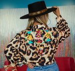 Lucky & Blessed Front Tie Leopard Top