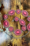Lucky & Blessed Pink Stone Floral Concho Metal Belt
