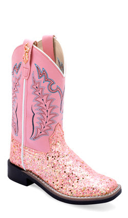 Old West Children Girl's Pink Glitter Western Boots
