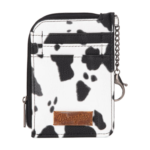 Wrangler Cow Print Mini Zip Black Card Case