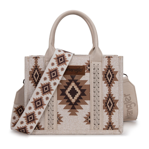 Wrangler Aztec Pattern Dual Sided Print -Tote/Crossbody Beige