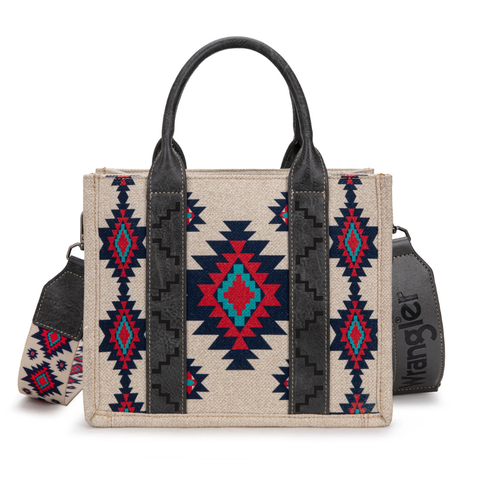 Wrangler Aztec Pattern Dual Sided Print -Tote/Crossbody  Black