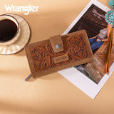 Wrangler Western Floral Tooled RFID Wallet  Brown