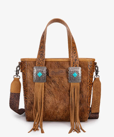 Wrangler Cowhide Fringe Brown Bag