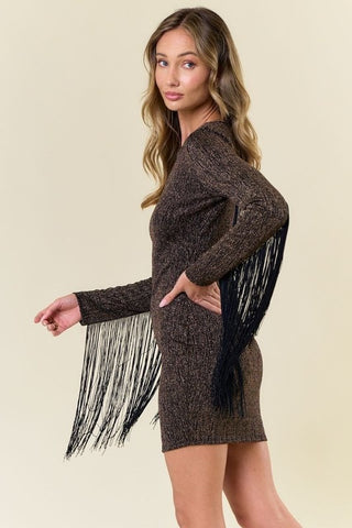 Saints & Hearts Women's Fringe Mocha Bodycon Dress – Corral Western Wear
