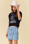 Saints & Hearts Women's Fringe Light Blue Mini Skirt