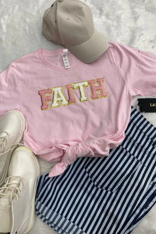 CLEARANCE Lucky & Blessed Life Faith Pink T-Shirt