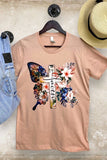 Lucky & Blessed Life Faith Butterfly Peach T-Shirt