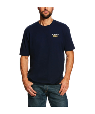 Ariat Men's Rebar Cotton Strong Logo Navy S/S Shirt