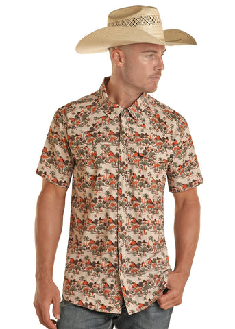 Rock&Roll Men's Tropical Orange Shirt