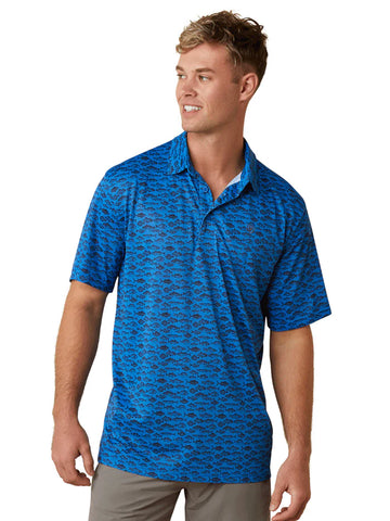CLEARANCE Ariat Men's All Over Print Cendre Blue Polo