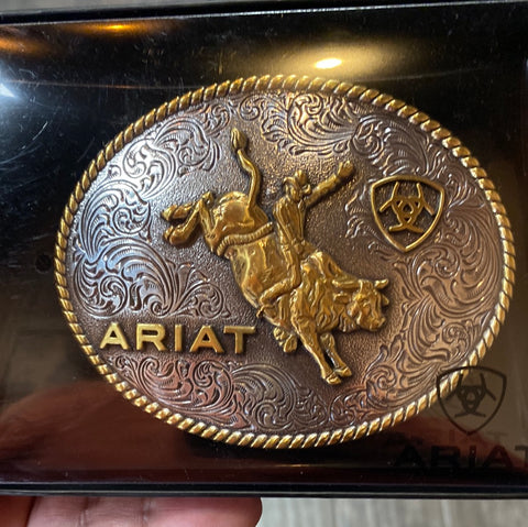 Ariat Oval Rope Edge Bullrider Silver/Gold Buckle