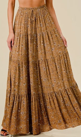 Saints & Hearts Women's Mustard Gold Maxi Skirt