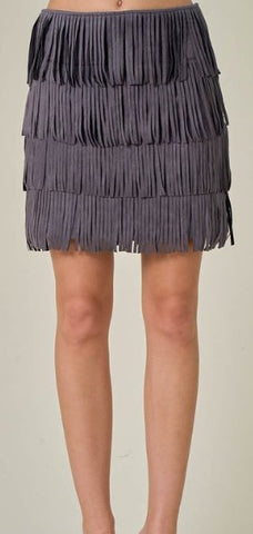 Saints & Hearts Women's Fringe Charcoal Skirt