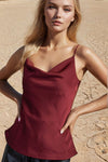 Glam Women's Satin Burgundy Top