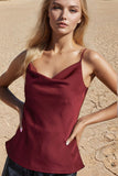 Glam Women's Satin Burgundy Top