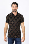 Platini Jeans Men's Aztec Print Black Polo