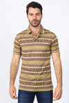 Platini Jeans Men's Aztec Print Brown Polo