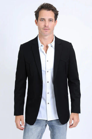 Platini Jeans Men's Black Western Blazer