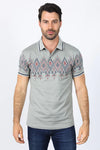 Platini Jeans Men's Aztec Print Gray Polo