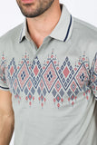 Platini Jeans Men's Aztec Print Gray Polo