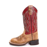 CLEARANCE Old West Boy's Tan/Red Leather Boots