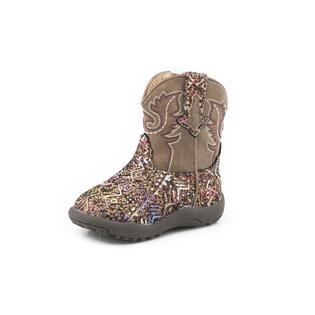 Roper Infant Girls Brown/Aztec Glitter Boots