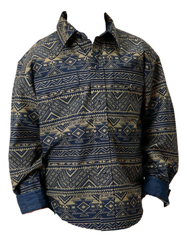 Roper Boy's L/S Aztec Blue Shirt