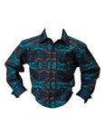 Roper Boy's L/S Aztec Blue Shirt