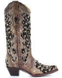 Corral Women's Flower Embroidered Brown Boots