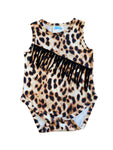 Shea Baby Girl Leopard Suede Fringe Onesie/Top