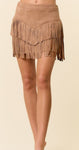 Saints & Hearts Women's Fringe Tan Mini Skirt