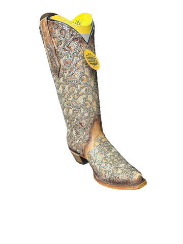Corral Women's Saddle Glitter Overlay & Embroidery Triad Boots