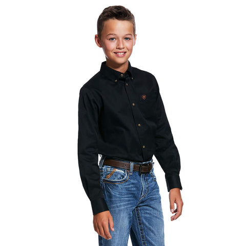 Ariat Boy's Pro Solid Twill Black Shirt