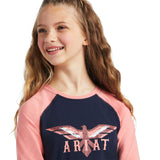 Ariat Girls Rl Firebird Navy/Peach Blossom T-Shirt