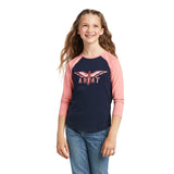 Ariat Girls Rl Firebird Navy/Peach Blossom T-Shirt