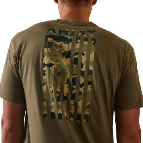 Ariat Men's Tonal Camo Flag Military Heather T-Shirt