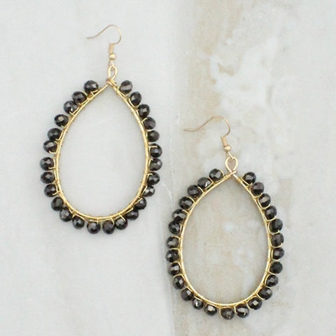 Emma Jewelry Women's Beaded Hoop Black Earrings