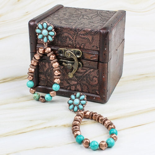 Emma Jewelry Wms Trq/Cppr Earrings 73923 Corral Western Wear