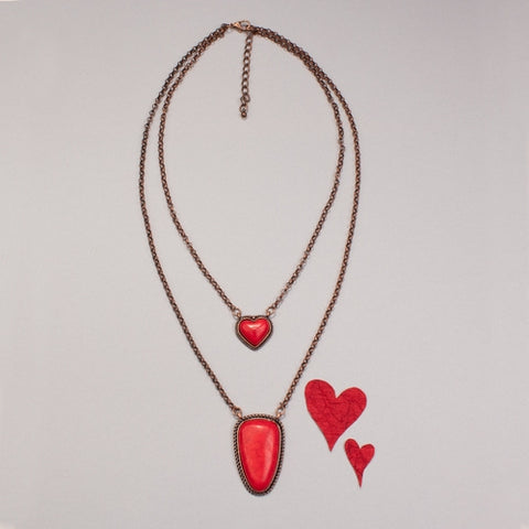 Emma Jewelry Women's Heart Squash Blossom Red Necklace