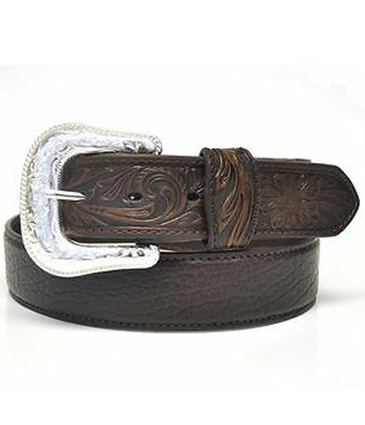 Nocona Men's Western Bullhide Leather Belt & Buckle-Brown N2438902