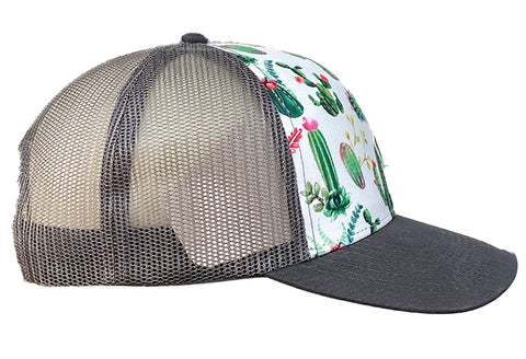 thumbnail image 2 of Ariat Women's Cactus Print Cap - Faux Leather Patch, Mesh Back, Adjustable Snapback, White/Navy 2 of 6