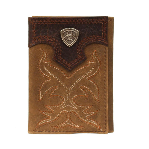 Ariat Men's Distressed Brown Trifold Wallet