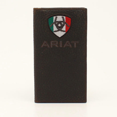 Ariat Mexico Flag Shield Rodeo Brown Wallet