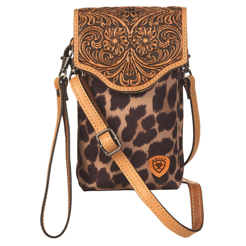 Ariat Women's Leopard Tan Cellphone Bag
