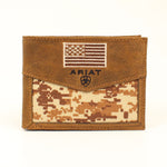 Ariat Men's Digital Camo Flag Medium Brown Bifold Wallet
